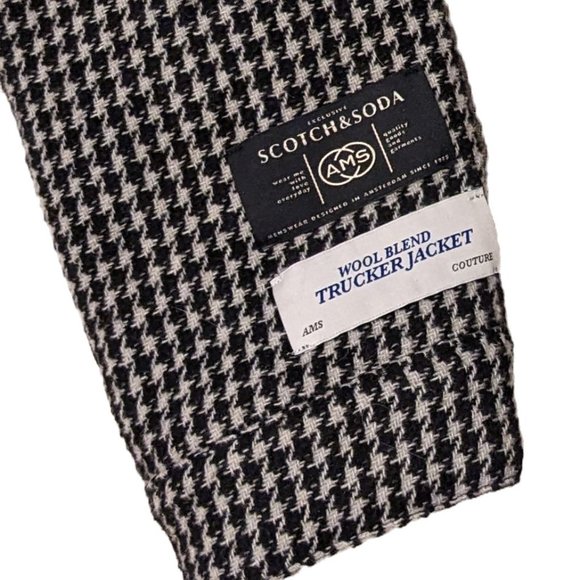 Scotch & Soda Wool Blend Houndstooth Trucker Jacket Size M Preowned - Picture 9 of 9